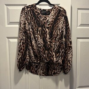 Catherine Malandrino Black and Brown Animal Print Blouse